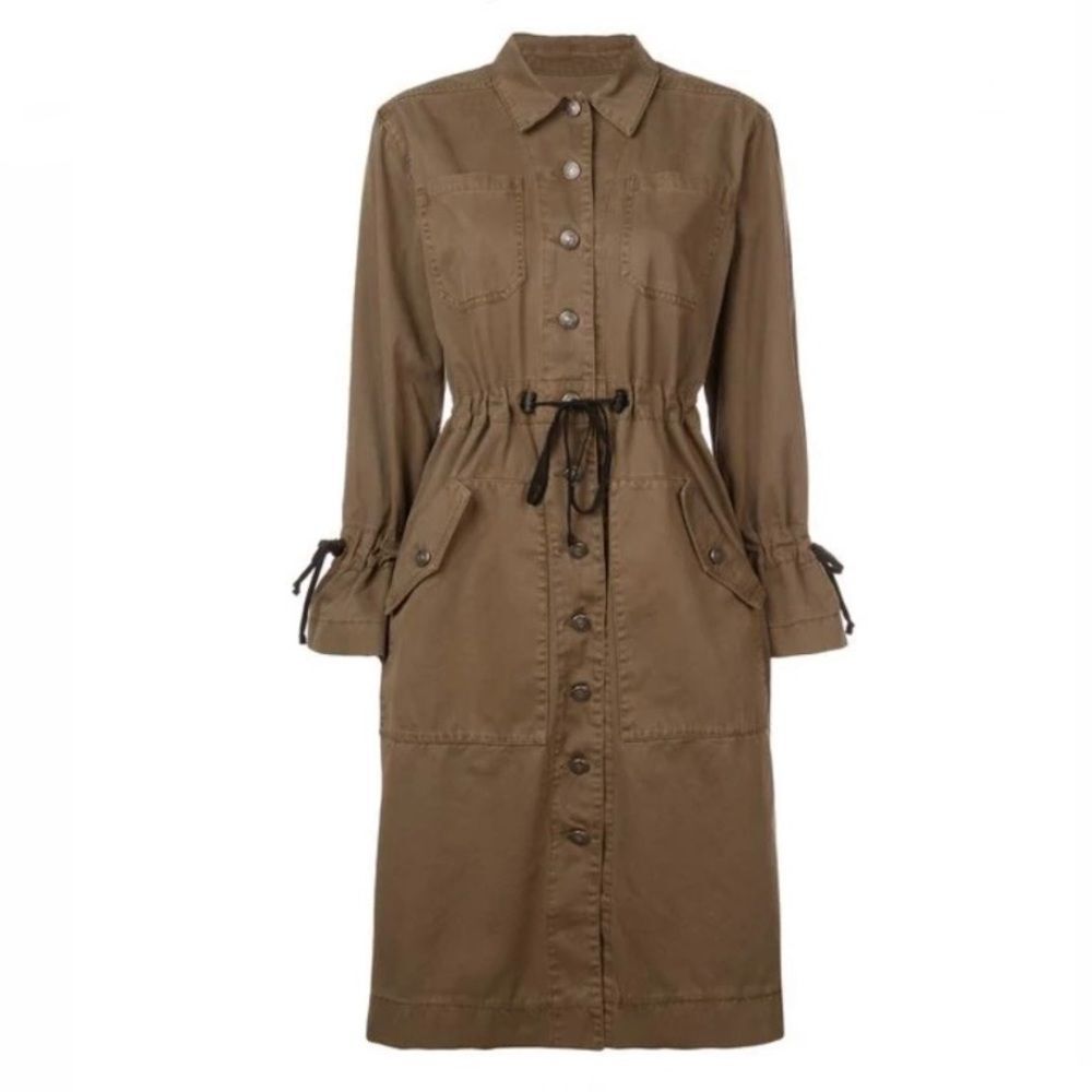 Cinq à Sept Sophie Utility Jacket Olive Green Drawstring Waist Size S NWT